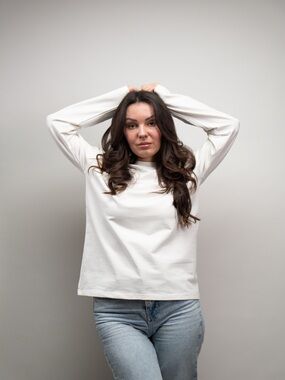 Classic Crewneck Long Sleeve Top - Milky